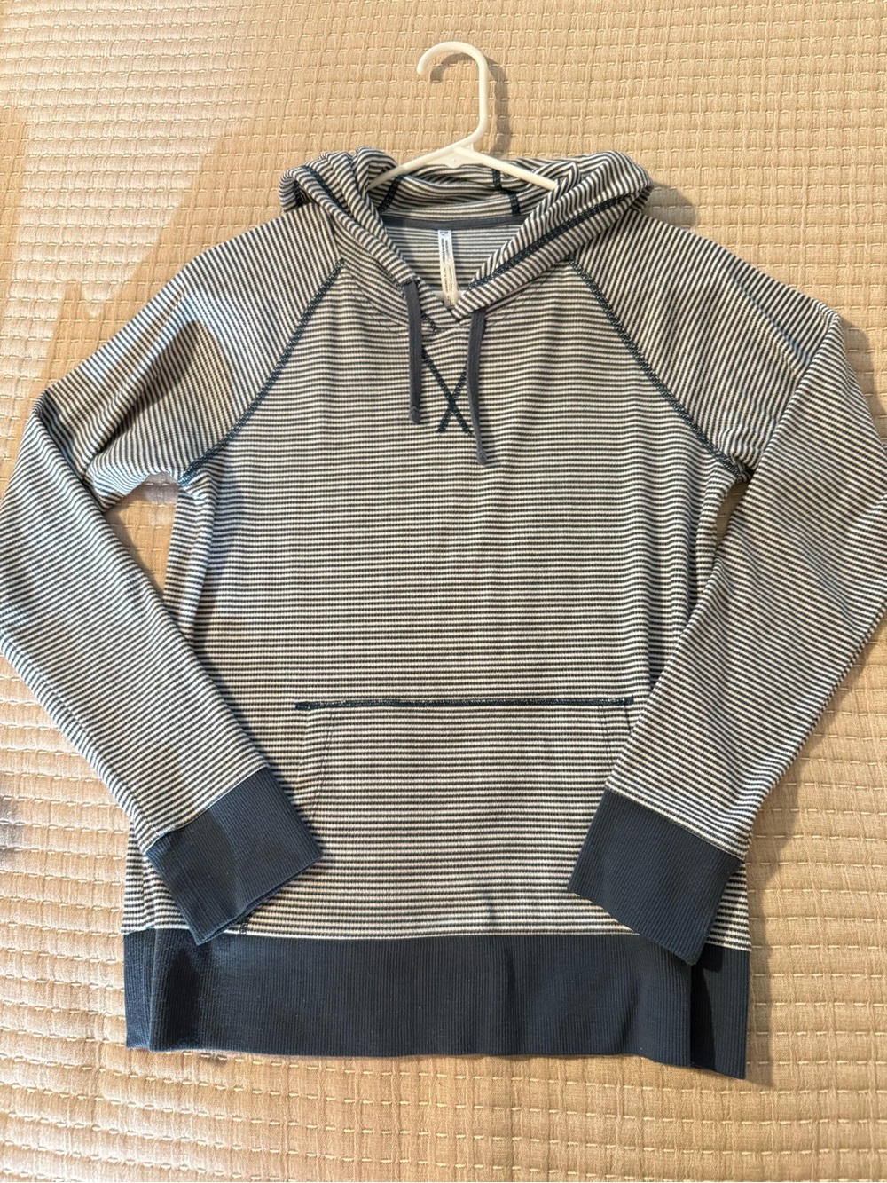 Kuhl Stria Women's Navy and White Striped Hoodie Sweatshirt